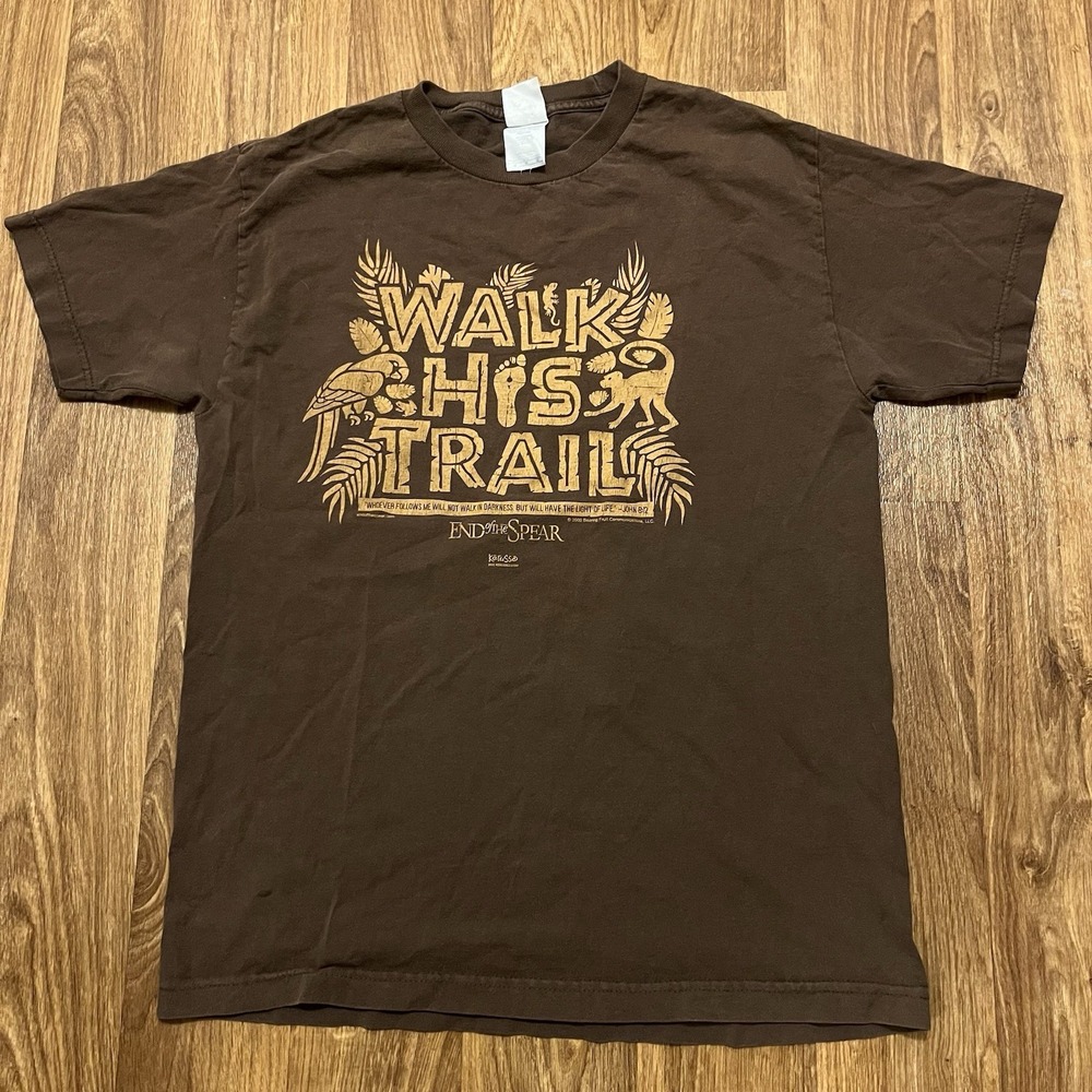 Vintage Jesus Christian Shirt Adult Medium Brown Walk His Trail John‎ 8:12 2005